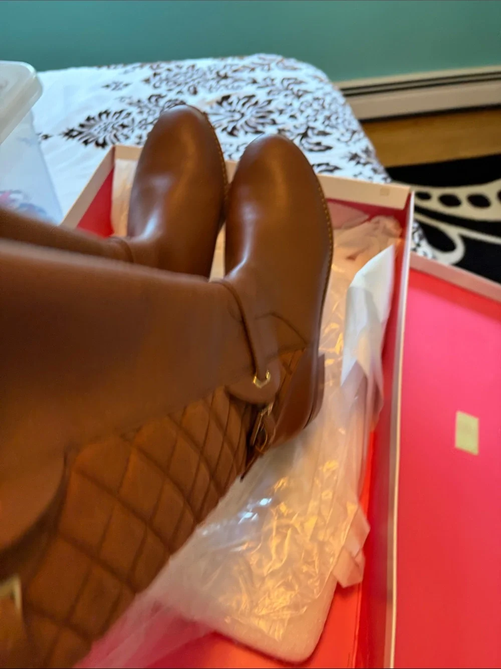 Isaac Mizrahi Quilted camel brown Riding Boots